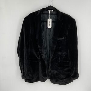 COOFANDY Mens Black Velvet Blazer XL Single Button Formal Jacket